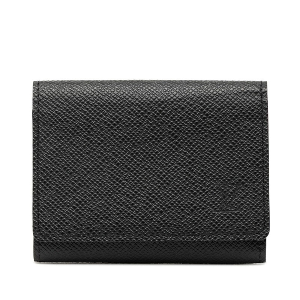 Louis Vuitton Taiga Envelope Carte de Visite Card Case Wallet Noir Black Leather